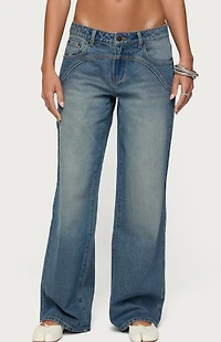 Edikted Ronny Curved Stitch Low Rise Jeans