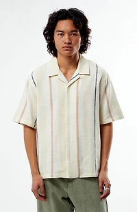 Pacsun Cream Striped Oversized Camp Shirt