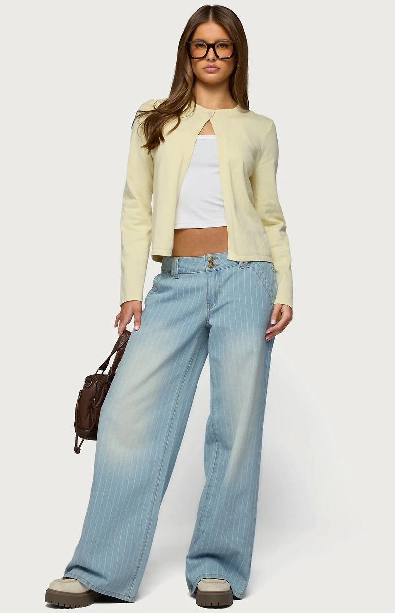 Edikted Cory Striped Low Rise Baggy Jeans
