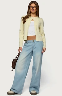 Edikted Cory Striped Low Rise Baggy Jeans