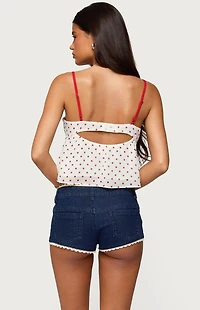 Edikted Contrast Polka Dot Cupped Chiffon Top
