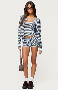 Edikted Lillian Striped Button Up Knit Cardigan