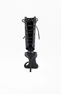 AZALEA WANG Women's Bohdi Black Lace-Up Stiletto Sandals