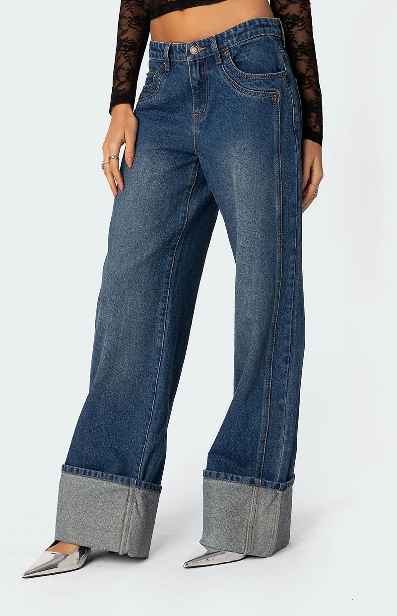 Edikted Vesper Cuffed Low Rise Jeans
