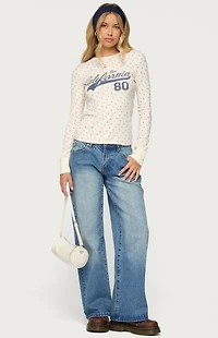 Edikted Cali Floral Ribbed Long Seeve T-Shirt