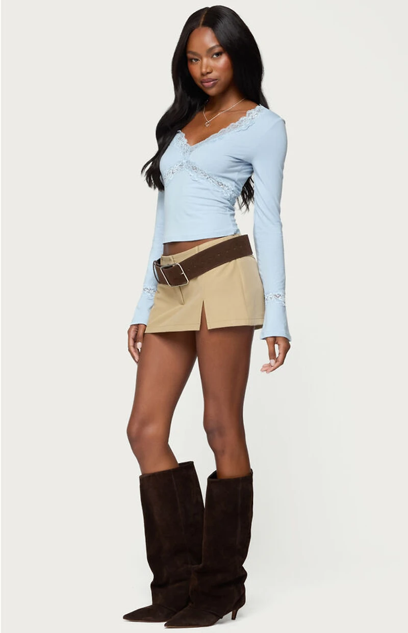 Edikted Mathilda Lacey Bell Sleeve Top