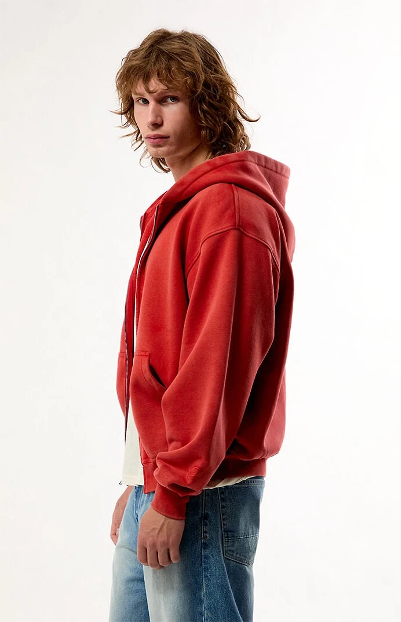 Pacsun Red Snow Wash Full Zip Hoodie