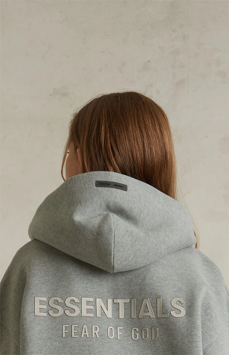 Fear of God ESSENTIALS Kids Concrete Heather Full Zip Fleece Hoodie