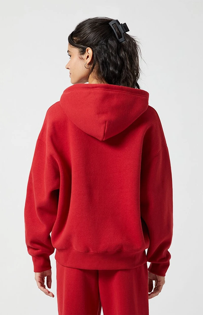 Pacsun Red Big NY Applique Zip Up Hoodie