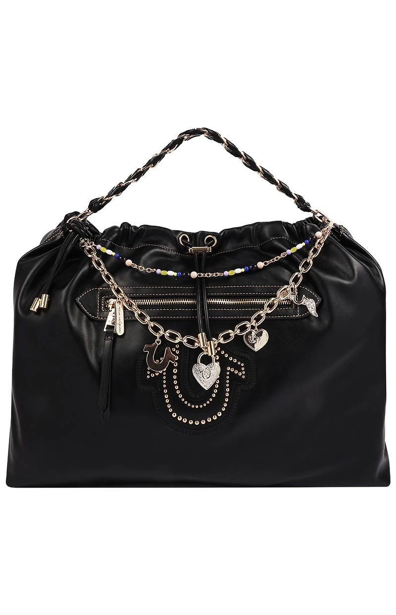 True Religion Black Vintage Chain Soft Hobo Bag