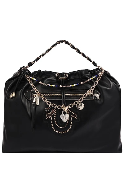 True Religion Black Vintage Chain Soft Hobo Bag