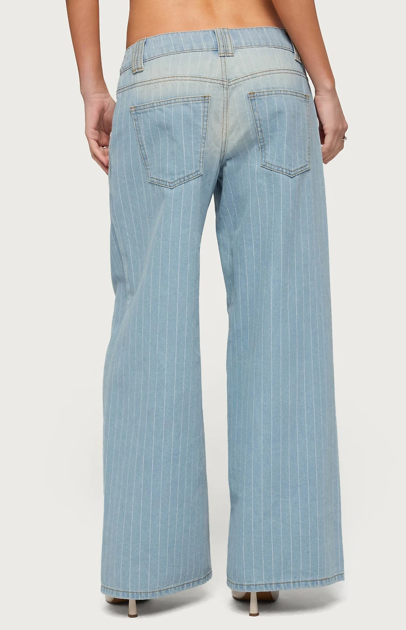 Edikted Petite Cory Striped Low Rise Baggy Jeans