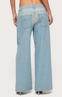 Edikted Petite Cory Striped Low Rise Baggy Jeans