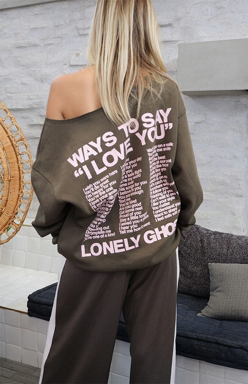 LONELY GHOST Ways To Say ILY Off-The-Shoulder Sweatshirt