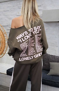 LONELY GHOST Ways To Say ILY Off-The-Shoulder Sweatshirt