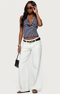 Edikted Striped Cowl Neck Halter Top