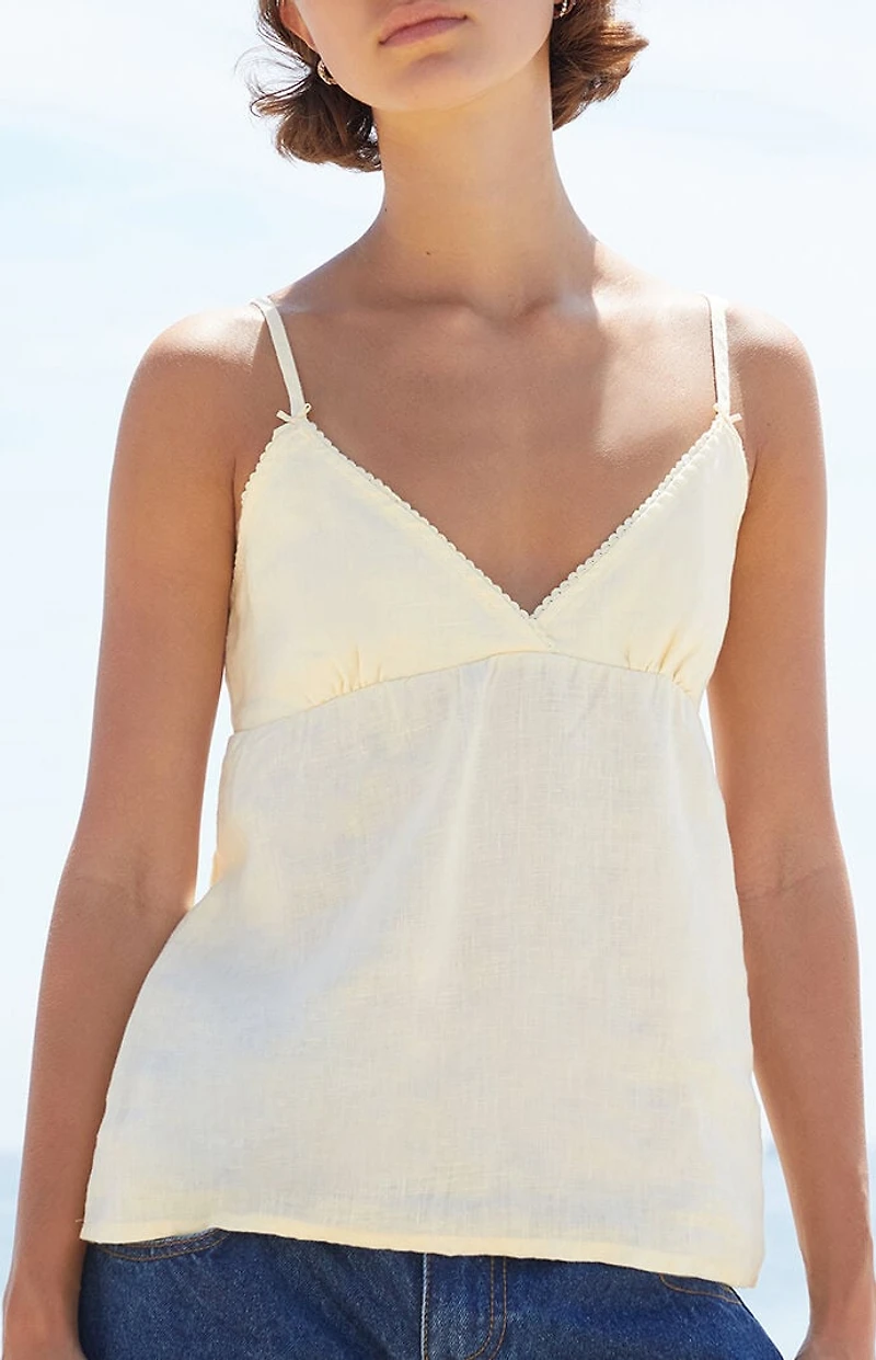 John Galt Yellow Edith Linen Tank Top