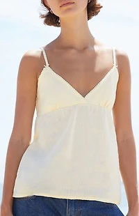 John Galt Yellow Edith Linen Tank Top