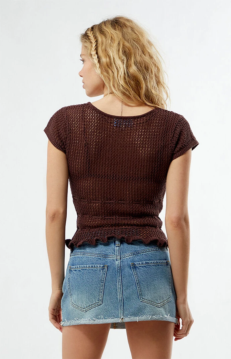 Your Favorite Madeline Crochet Tie Front Top
