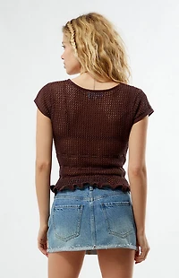 Your Favorite Madeline Crochet Tie Front Top