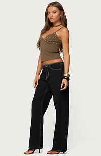 Edikted Nora Buttons V Neck Tank Top