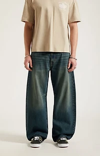 Pacsun Mason Baggy Barrel Jeans Dart Dark Blue Tint