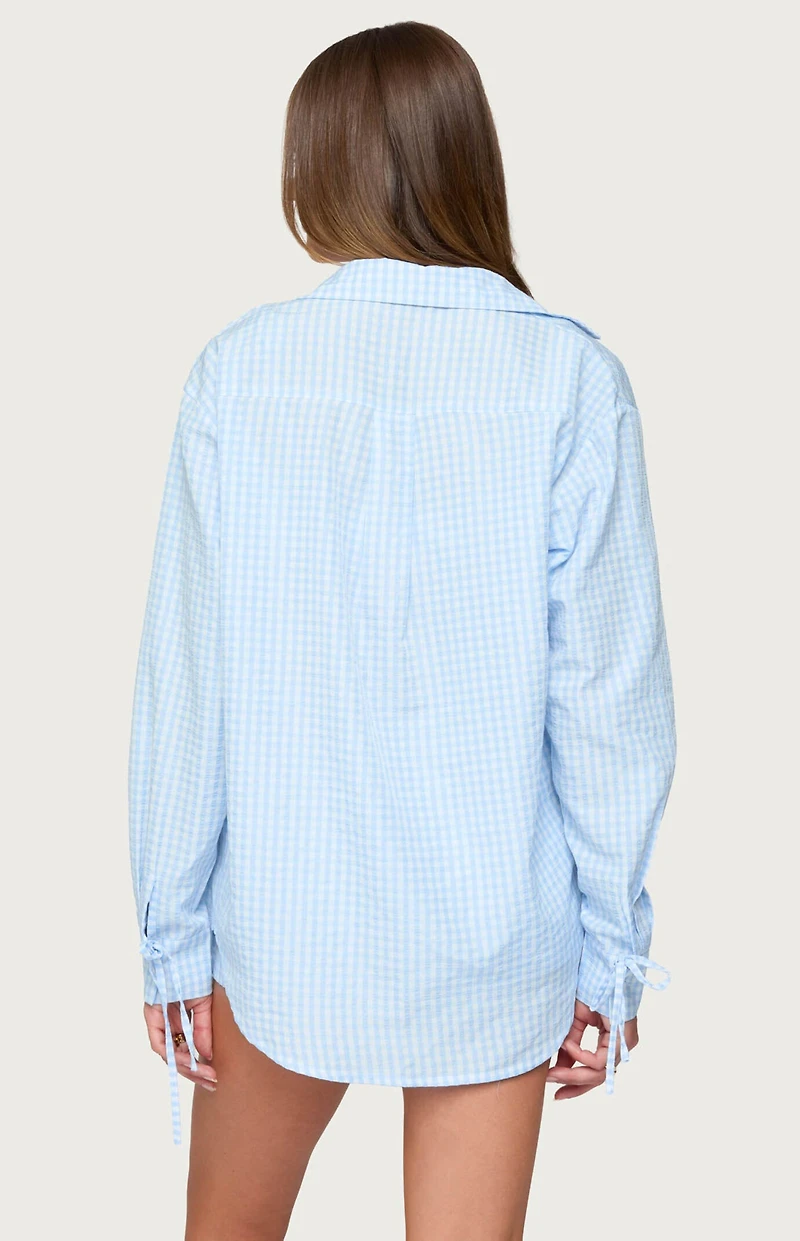 Edikted Yaffa Oversized Gingham Button Up Shirt