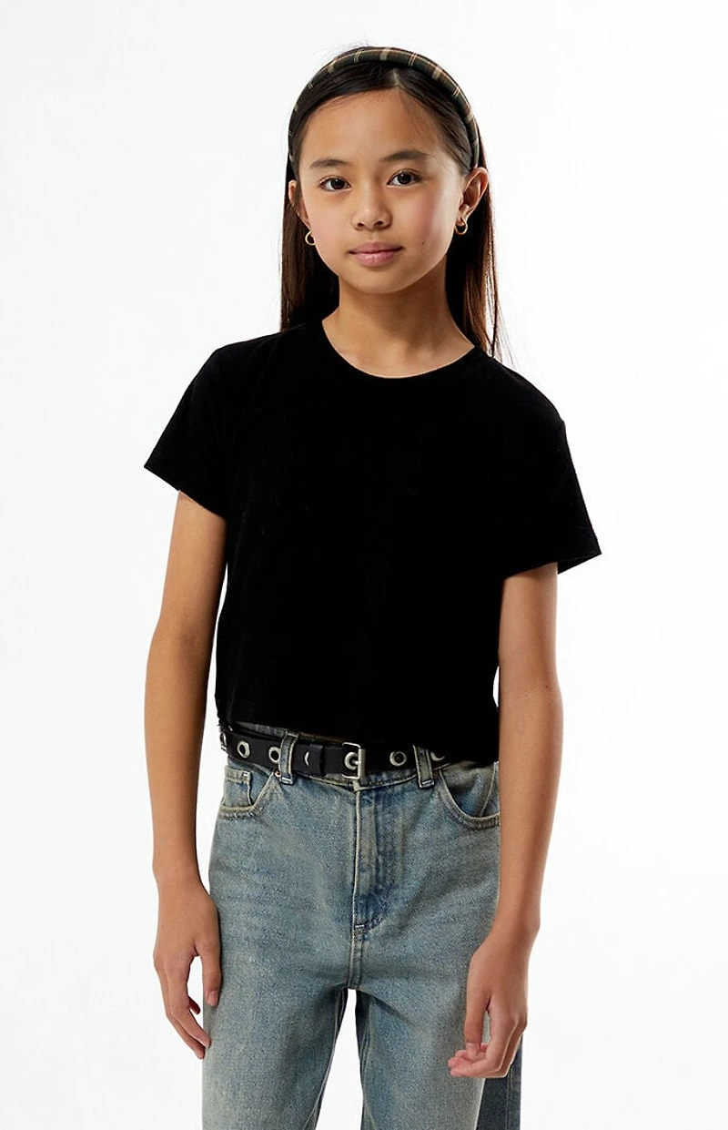 Pacsun Kids Black Ribbed Skimmer T-Shirt