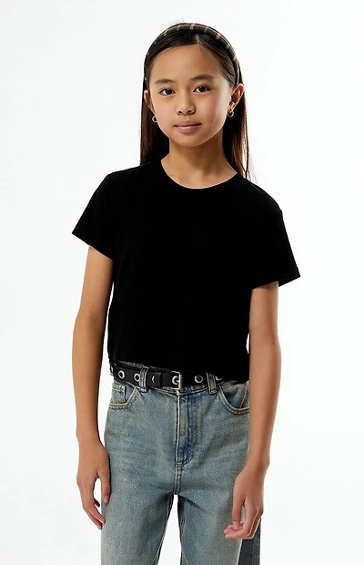 Pacsun Kids Black Ribbed Skimmer T-Shirt