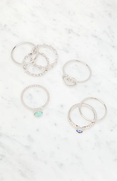 LA Hearts 7 Pack Etched Rings