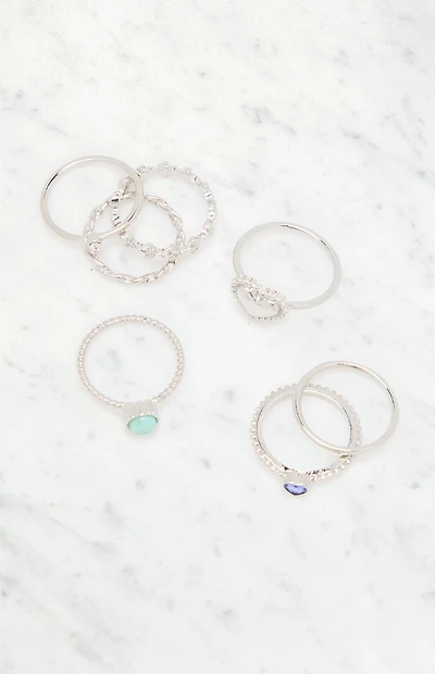 LA Hearts 7 Pack Etched Rings