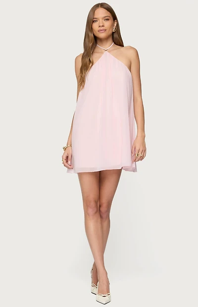 Edikted Emeline Backless Halter Mini Dress