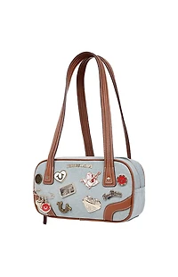 True Religion Arbor Multi Pin Logo Denim Satchel Bag