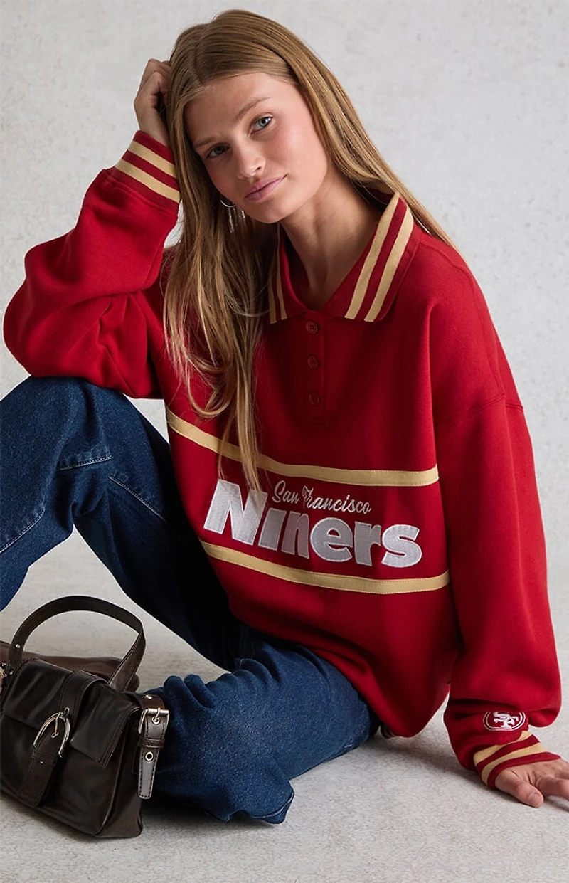 WILD COLLECTIVE x NFL SF 49ers Long Sleeve Polo Sweatshirt