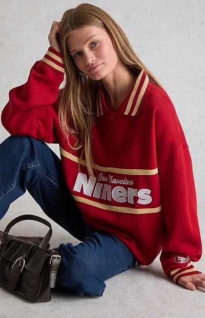 WILD COLLECTIVE x NFL SF 49ers Long Sleeve Polo Sweatshirt
