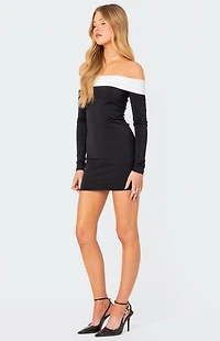 Edikted Yolanda Contrast Fold Over Mini Dress