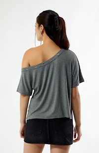 Your Favorite Moxie Off-The-Shoulder Grommet Top