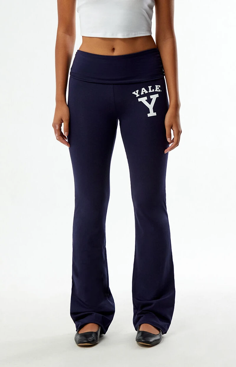 HYPE & VICE Yale Bulldogs Fold-Over Yoga Pants