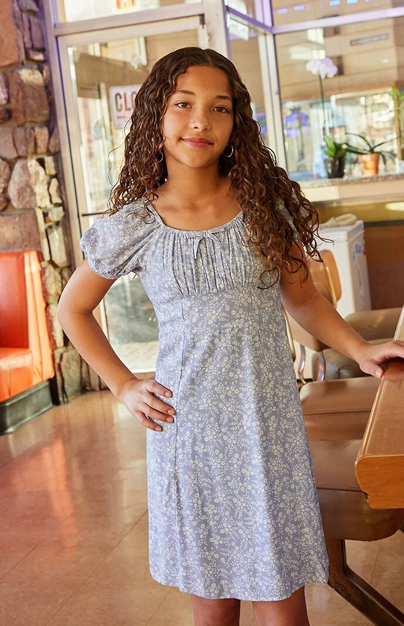 Pacsun Kids Blue Floral Mini Dress