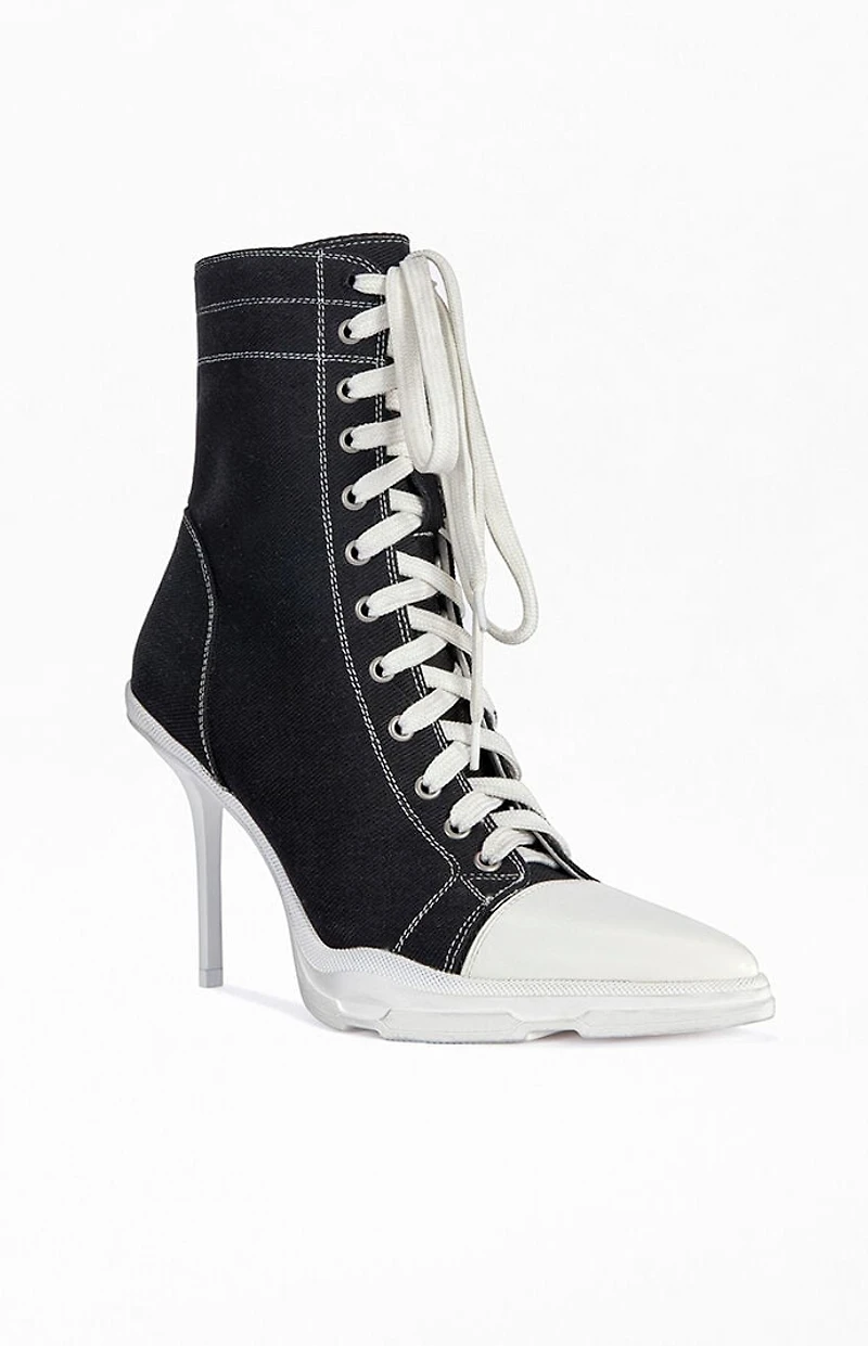 AZALEA WANG Women's Cosima Black Sporty Stiletto Booties