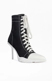 AZALEA WANG Women's Cosima Black Sporty Stiletto Booties