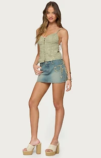 Edikted Embroidered Button Up Tank Top