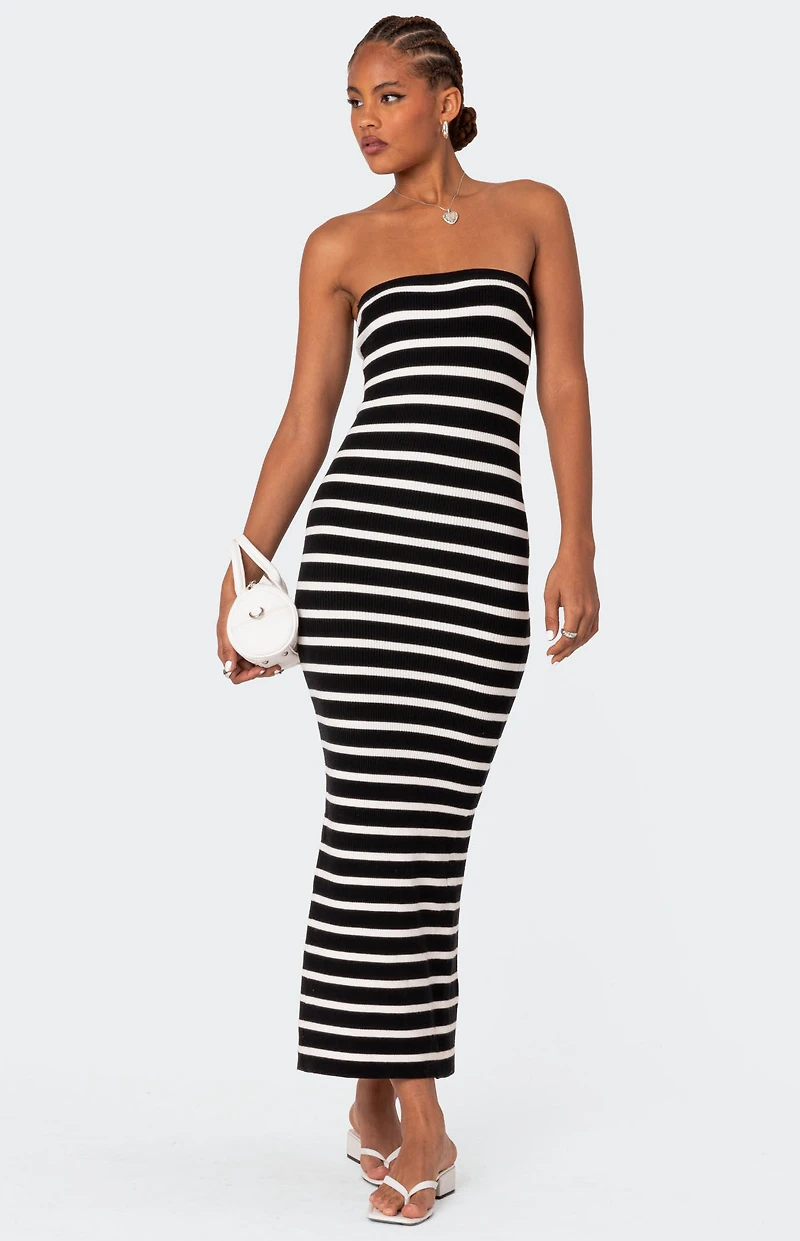 Edikted Knit Back Slitted Maxi Dress
