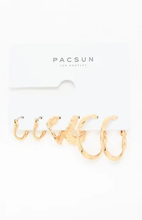 Pacsun 3 Pack Gold Textured Hoop Earrings