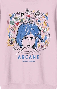 Arcane League Of Legends Powder Doodle Art Crew Neck Sweatshirt