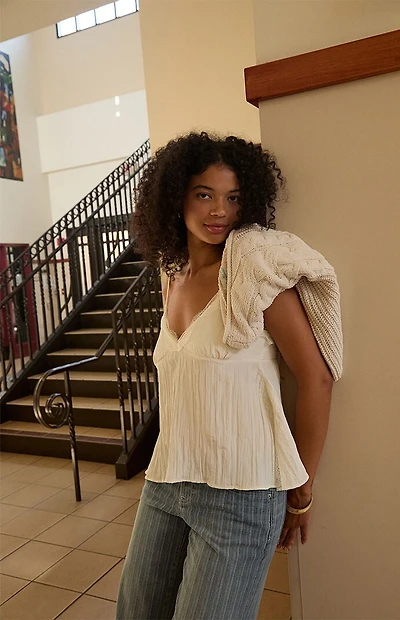 Beverly and Beck Elise Plissé Lace Tank Top