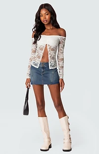 Edikted Odessa Split Front Sheer Lace Top