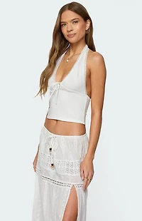 Edikted Greer Tie Front Halter Top