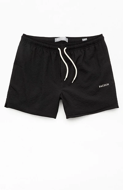 Pacsun Sail Black Seersucker 4.5'' Swim Trunks