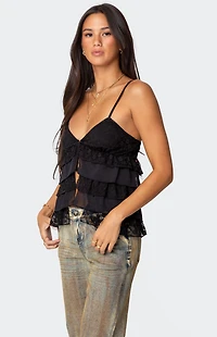 Edikted Lacey Split Front Ruffle